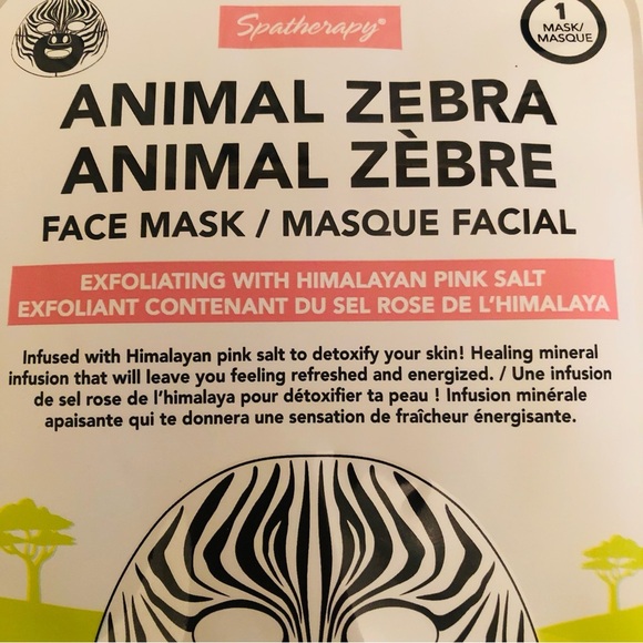 💜3/$30 Spatherapy 5 Animal Zebra Face Masks Exfoliating with Himalayan Pink Salt - Picture 4 of 4